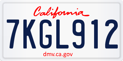 CA license plate 7KGL912