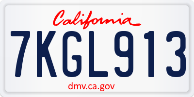 CA license plate 7KGL913