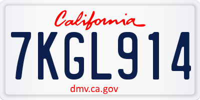 CA license plate 7KGL914