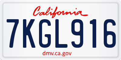 CA license plate 7KGL916