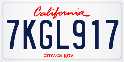 CA license plate 7KGL917