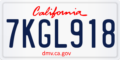CA license plate 7KGL918