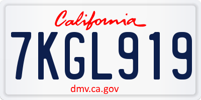 CA license plate 7KGL919