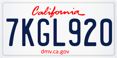 CA license plate 7KGL920
