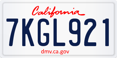 CA license plate 7KGL921