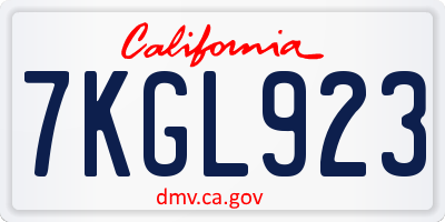 CA license plate 7KGL923