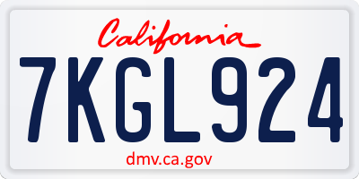 CA license plate 7KGL924