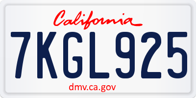 CA license plate 7KGL925