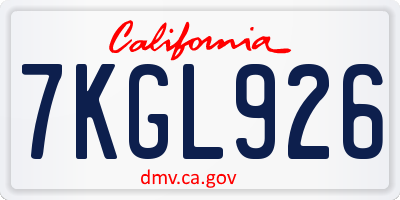 CA license plate 7KGL926