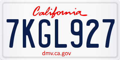 CA license plate 7KGL927