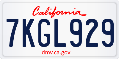 CA license plate 7KGL929