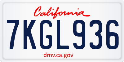CA license plate 7KGL936