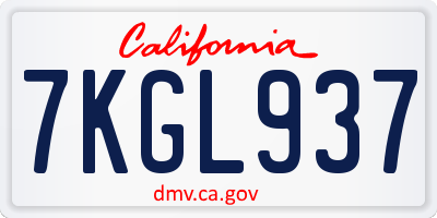 CA license plate 7KGL937
