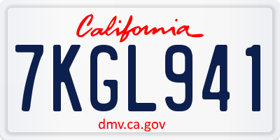 CA license plate 7KGL941