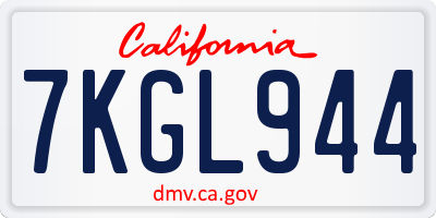 CA license plate 7KGL944