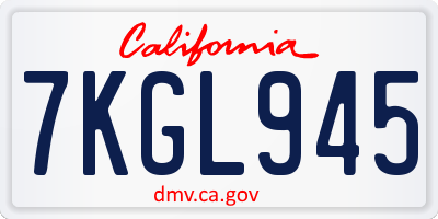 CA license plate 7KGL945