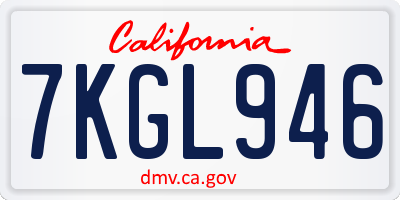 CA license plate 7KGL946