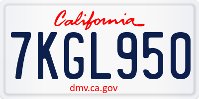CA license plate 7KGL950