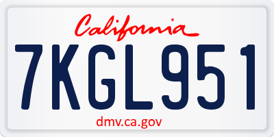 CA license plate 7KGL951