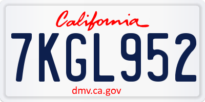 CA license plate 7KGL952