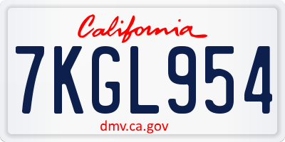 CA license plate 7KGL954
