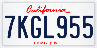 CA license plate 7KGL955