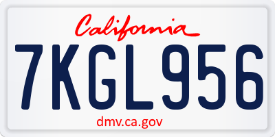 CA license plate 7KGL956
