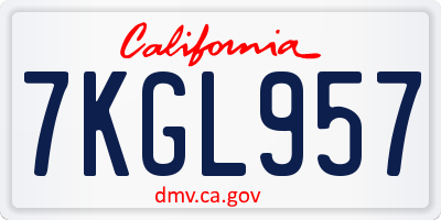 CA license plate 7KGL957