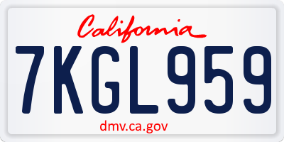 CA license plate 7KGL959