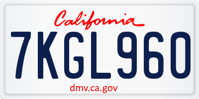CA license plate 7KGL960