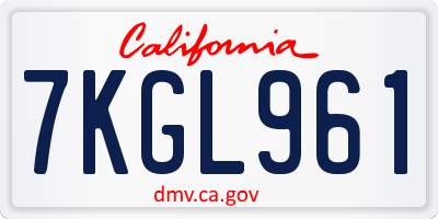 CA license plate 7KGL961