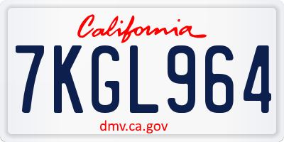 CA license plate 7KGL964