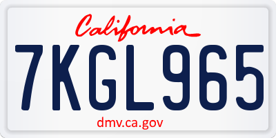 CA license plate 7KGL965