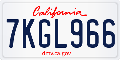 CA license plate 7KGL966
