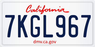 CA license plate 7KGL967