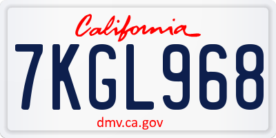 CA license plate 7KGL968