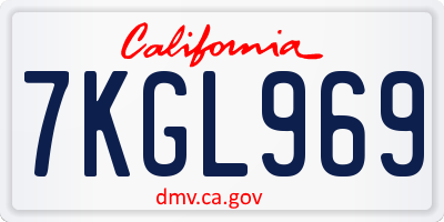 CA license plate 7KGL969