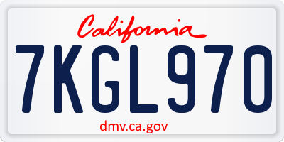 CA license plate 7KGL970
