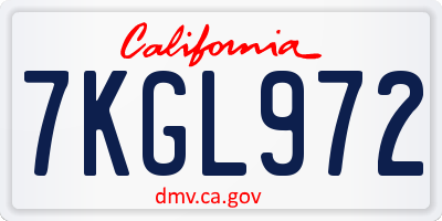 CA license plate 7KGL972