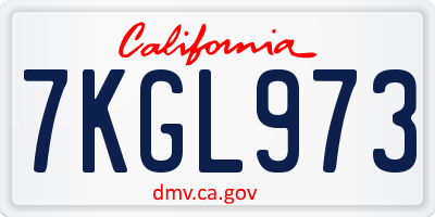 CA license plate 7KGL973
