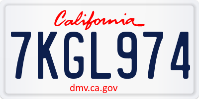 CA license plate 7KGL974