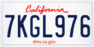CA license plate 7KGL976