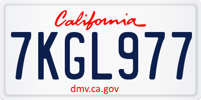 CA license plate 7KGL977