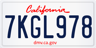 CA license plate 7KGL978