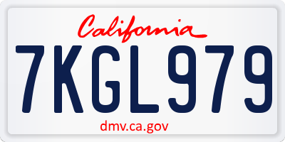 CA license plate 7KGL979