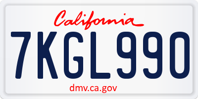 CA license plate 7KGL990