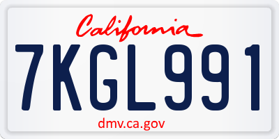 CA license plate 7KGL991