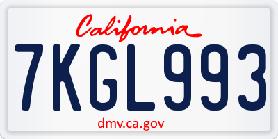 CA license plate 7KGL993