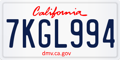 CA license plate 7KGL994