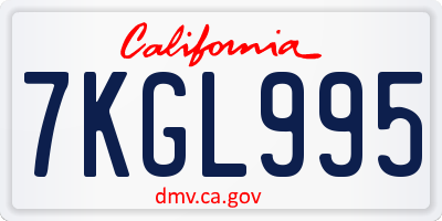 CA license plate 7KGL995